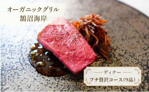 オーガニックグリル鵠沼海岸 フレンチ ディナー 9品 食事券 1名分 プチ贅沢コース ふれんち french にく さかな 神奈川 江ノ島 江の島 フレンチ 肉 魚 料理 デザート 自家製 パン 創作 野菜 オーガニックグリル鵠沼海岸 神奈川 湘南 藤沢